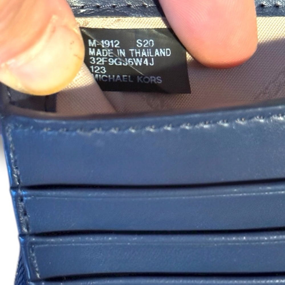 Michael Kors Jet Set Travel Double-Zip Wristlet Wallet Navy MK Mono Canvas - Picture 11 of 12